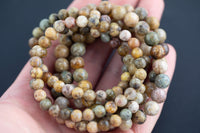 Natural Fossilized Ember Jasper Smooth Round Size 6mm and 8mm- Handmade In USA- approx. 7" Bracelet