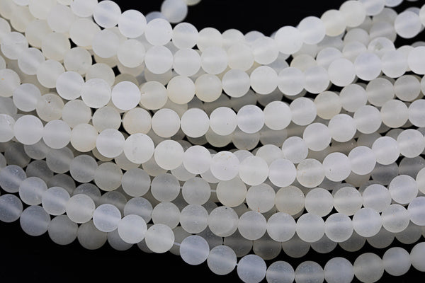 Natural Matte Moonstone Jade - Full Strand 15.5 inch Strand - 8mm 10mm 12mm Gemstone Beads