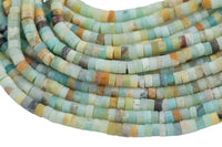 Natural Blue Amazonite 4mm 6mm Heishi Rondelle Beads 15.5" Strand