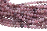 Natural Strawberry Quartz, High Quality in Round, 4mm, 6mm, 8mm, 10mm, 12mm Smooth Gemstone Beads