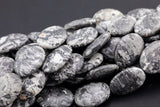 Natural Silver Picasso Jasper Beads Gray Picasso Jasper Beads Puffy Oval 2 sizes 18x25mm 20x29mm About 15.5" Strands