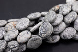 Natural Silver Picasso Jasper Beads Gray Picasso Jasper Beads Puffy Oval 2 sizes 18x25mm 20x29mm About 15.5" Strands