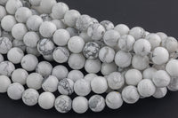 LARGE-HOLE beads!!! 8mm or 10mm smooth-finished round. 2mm hole. 7-8" strands. Smooth Howlite. Big Hole Beads