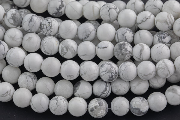LARGE-HOLE beads!!! 8mm or 10mm smooth-finished round. 2mm hole. 7-8" strands. Smooth Howlite. Big Hole Beads