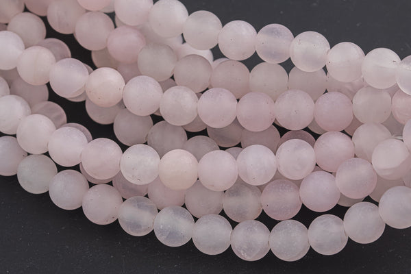 LARGE-HOLE beads!!! 8mm or 10mm Matte -finished round. 2mm hole. 7-8" strands. Rose Quartz Big Hole Beads