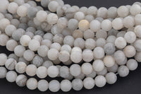 LARGE-HOLE beads!!! 8mm or 10mm Matte-finished round. 2mm hole. 7-8" strands. Matt Phoenix Agate. Big Hole Beads