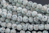 LARGE-HOLE beads!!! 8mm or 10mm smooth-finished round. 2mm hole. 7-8" strands. Matt-finished Kiwi Jasper Blue Sky Mountain. Big Hole Beads