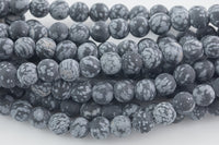 LARGE-HOLE beads!!! 8mm or 10mm 2mm hole. 7-8" strands. Matt-finished Snowflake Obsidian. Big Hole Beads