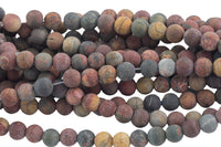 LARGE-HOLE beads!!! 8mm or 10mm Matte -finished round. 2mm hole. 7-8" strands. Picasso Jasper Big Hole Beads