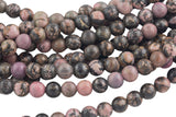 LARGE-HOLE beads!!! 8mm or 10mm smooth-finished round. 2mm hole. 7-8" strands. Rhodonite Big Hole Beads