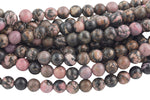 LARGE-HOLE beads!!! 8mm or 10mm smooth-finished round. 2mm hole. 7-8" strands. Rhodonite Big Hole Beads