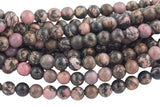 LARGE-HOLE beads!!! 8mm or 10mm smooth-finished round. 2mm hole. 7-8" strands. Rhodonite Big Hole Beads