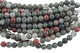 LARGE-HOLE beads!!! 8mm or 10mm Smooth-finished round. 2mm hole. 7-8" strands. Bloodstone Big Hole Beads