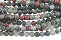 LARGE-HOLE beads!!! 8mm or 10mm Smooth-finished round. 2mm hole. 7-8" strands. Bloodstone Big Hole Beads