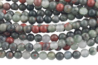 LARGE-HOLE beads!!! 8mm or 10mm Smooth-finished round. 2mm hole. 7-8" strands. Bloodstone Big Hole Beads