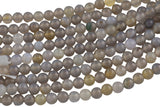 LARGE-HOLE beads!!! 8mm or 10mm Smooth -finished round. 2mm hole. 7-8" strands. Gray Agate Big Hole Beads