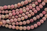 LARGE-HOLE beads!!! 8mm or 10mm smooth-finished round. 2mm hole. 7-8" strands. Rhodonite. Big Hole Beads