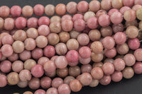 LARGE-HOLE beads!!! 8mm or 10mm smooth-finished round. 2mm hole. 7-8" strands. Rhodonite. Big Hole Beads