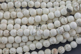 LARGE-HOLE beads!!! 8mm or 10mm Smooth round. 2mm hole. 7-8" strands. White Turquoise. Big Hole Beads