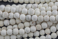 LARGE-HOLE beads!!! 8mm or 10mm Matte Smooth round. 2mm hole. 7-8" strands. White Turquoise. Big Hole Beads