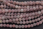 LARGE-HOLE beads!!! 8mm or 10mm Matte -finished round. 2mm hole. 7-8" strands. Strawberry Quartz Big Hole Beads