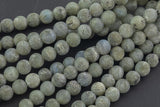 LARGE-HOLE beads!!! 8mm or 10mm Matte -finished round. 2mm hole. 7-8" strands. Natural Labradorite Big Hole Beads
