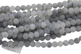 LARGE-HOLE beads!!! 8mm or 10mm Matte -finished round. 2mm hole. 7-8" strands. Cloudy Gray Quartz Big Hole Beads