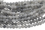 LARGE-HOLE beads!!! 8mm or 10mm Smooth-finished round. 2mm hole. 7-8" strands. Cloudy Gray Quartz Big Hole Beads
