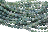 AAA Natural Matte Green Moss Agate Round Beads 4mm Round Beads 6mm Round Beads 8mm Round Beads Green Gemstone Spheres 15.5" Strand