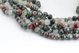 Natural BloodStone Blood Stone Beads - Diamond Cut Faceted Round - 6mm 8mm 10mm or 12mm - Full 15.5" 15.5 inch strands Gemstone Beads