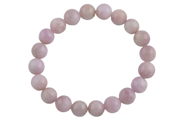 Natural Kunzite- Bracelet Smooth Round Size 10mm and 12mm- Handmade In USA- approx. 7-7.5" Bracelet Crystal Bracelet- LGS