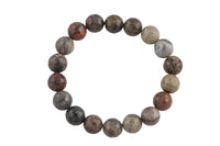 Natural Petrified Wood Faceted Round Size 10mm and 12mm- Handmade In USA- approx. 7-7.5" Bracelet Crystal Bracelet- LGS