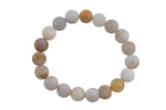 Natural Opalized Pale Bamboo Agate Matte Round Size 10mm and 12mm- Handmade In USA- approx. 7-7.5" Bracelet Crystal Bracelet- LGS