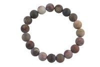 Natural Petrified Wood Faceted Round Size 10mm and 12mm- Handmade In USA- approx. 7-7.5" Bracelet Crystal Bracelet- LGS