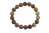 Natural Petrified Wood Faceted Round Size 10mm and 12mm- Handmade In USA- approx. 7-7.5" Bracelet Crystal Bracelet- LGS