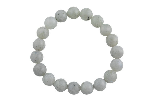 Moonstone Bracelet Faceted Round Size 6mm and 8mm Handmade In USA Natural Gemstone Crystal Bracelets Handmade Jewelry - LGS