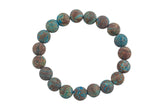 Flower Agate Matte Round Size 10mm and 12mm- Handmade In USA- approx. 7-7.5" Bracelet Crystal Bracelet- LGS