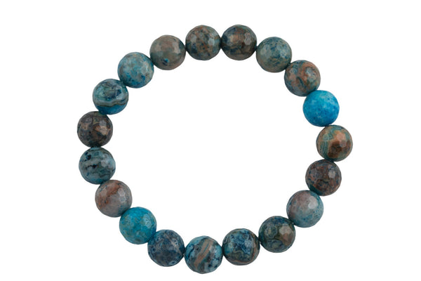 Flower Agate Faceted Round Size 10mm and 12mm- Handmade In USA- approx. 7-7.5" Bracelet Crystal Bracelet- LGS