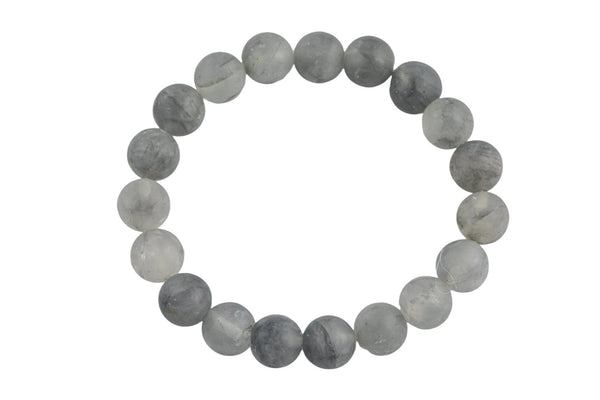 Natural Cloudy Quartz Matte Round Size 6mm and 8mm- Handmade In USA- approx. 7" Bracelet Crystal Bracelet