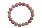 Natural Rhodonite Round Size 6mm and 8mm- Handmade In USA- approx. 7" Bracelet Crystal Bracelet