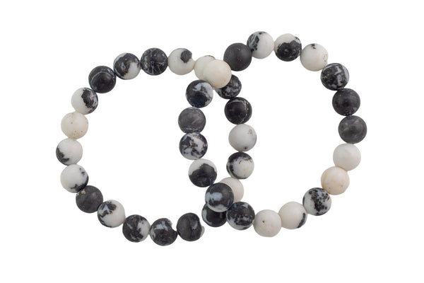 Zebra Jasper Matte Round Size 6mm and 8mm- Handmade In USA- approx. 7" Bracelet Crystal Bracelet