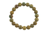 Green Vein Jasper - Bracelet Smooth Round Size 10mm and 12mm- Handmade In USA- approx. 7-7.5" Bracelet Crystal Bracelet- LGS