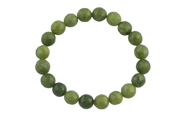 Natural Green Jade Faceted Round Size 6mm and 8mm- Handmade In USA- approx. 7" Bracelet Crystal Bracelet