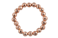 Rose Gold Hematite Bracelet Faceted Round Size 10mm and 12mm - Handmade In USA Crystal Bracelets - Handmade Jewelry - approx. 7-7.5"- LGS