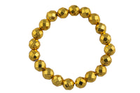 Gold Hematite Bracelet Faceted Round Size 10mm and 12mm - Handmade In USA Crystal Bracelets - Handmade Jewelry - approx. 7-7.5"- LGS