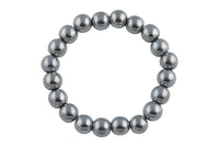 Platinum Hematite Bracelet Round Size 10mm and 12mm - Handmade In USA Gemstone Crystal Bracelets - Handmade Jewelry - approx. 7-7.5"- LGS