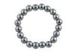 Platinum Hematite Bracelet Round Size 10mm and 12mm - Handmade In USA Gemstone Crystal Bracelets - Handmade Jewelry - approx. 7-7.5"- LGS