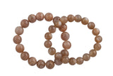 Pinkish Moonstone Smooth Round Size 6mm and 8mm Handmade In USA Natural Gemstone Crystal Bracelets Handmade Jewelry - approx. 7"
