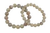 Grayish Moonstone Smooth Round Size 6mm and 8mm Handmade In USA Natural Gemstone Crystal Bracelets Handmade Jewelry - approx. 7"