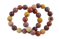 Natural Mookaite- Bracelet Facted Round Size 10mm and 12mm- Handmade In USA- approx. 7-7.5" Bracelet Crystal Bracelet- LGS